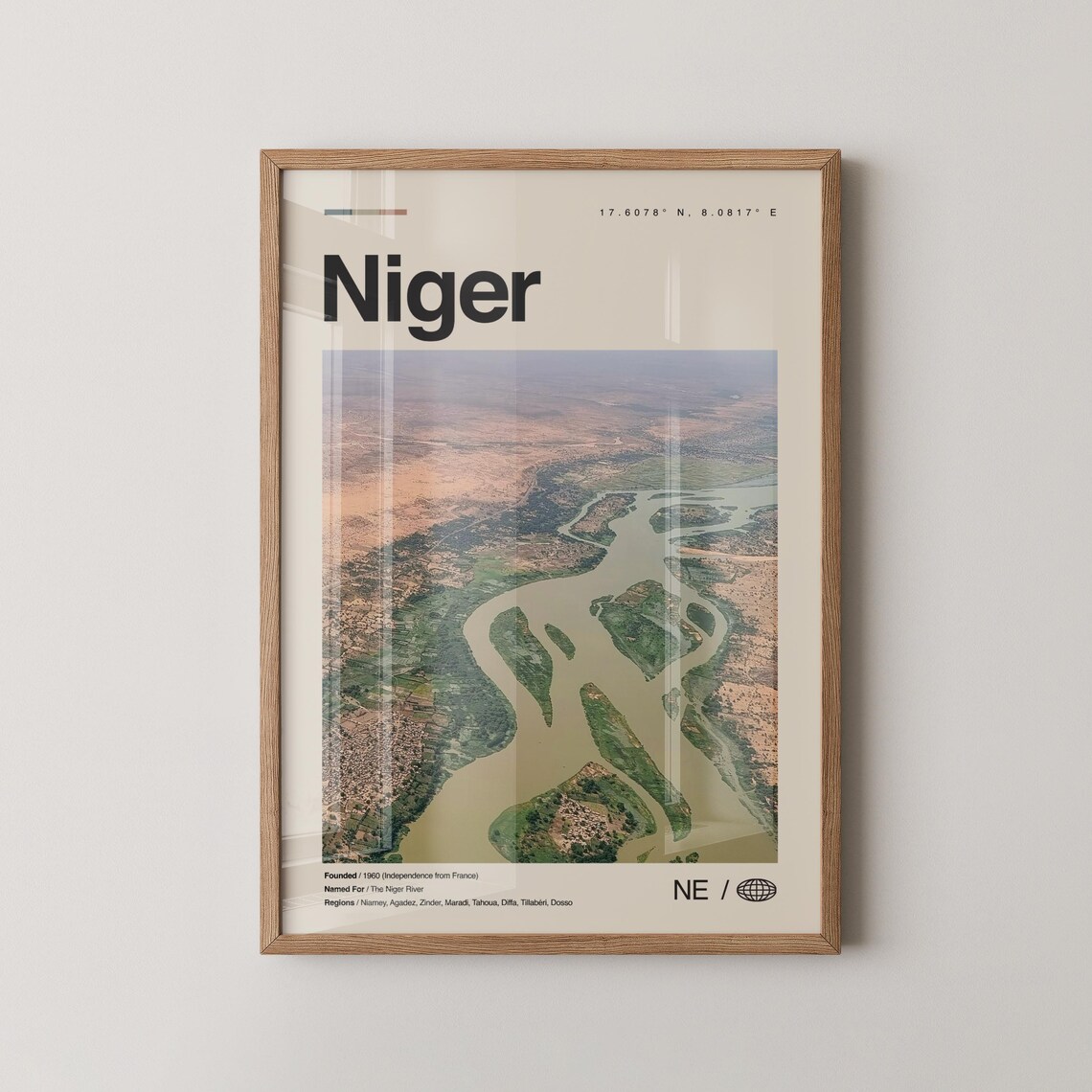 Niger Africa River Landscape Modern Minimalist Travel Poster