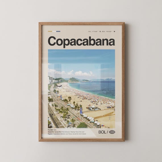Copacabana Print Wall Art Poster Photo Beach Cristo De La Concordia Cathedral