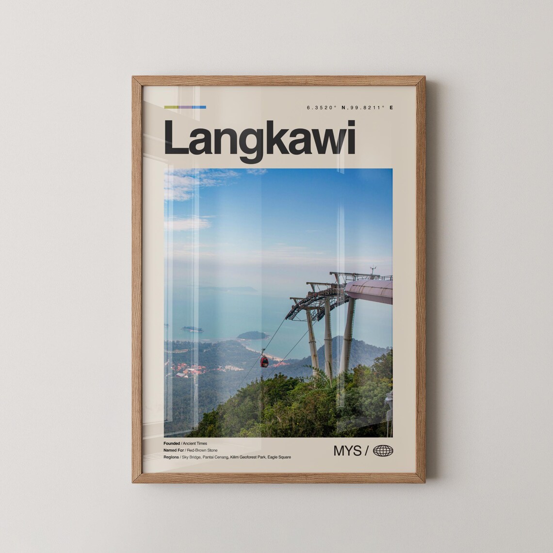 Langkawi Malaysia Cable Car Sky Bridge Island View Travel Poster