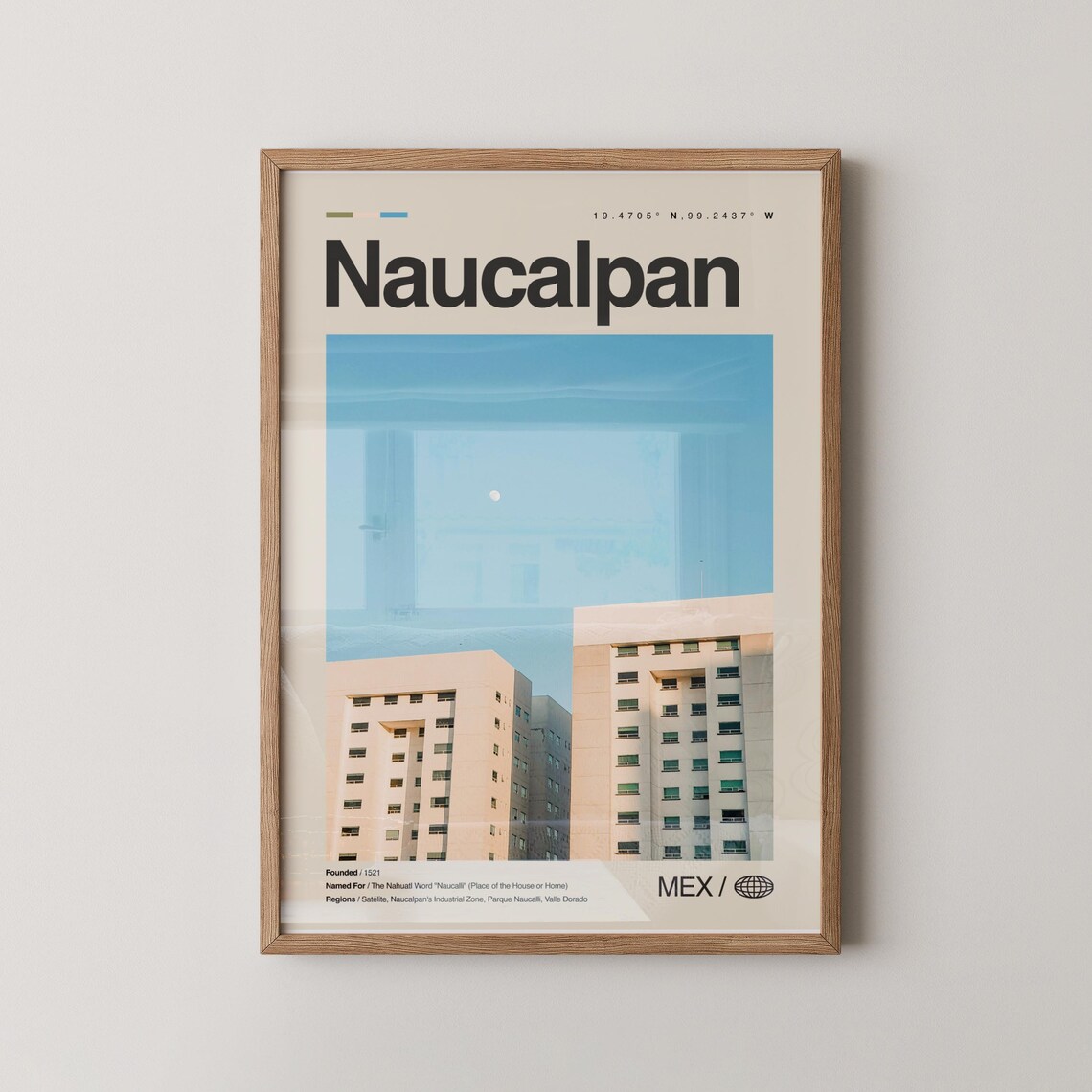 Naucalpan Mexico Minimalist Urban City Photo Modern Travel Poster