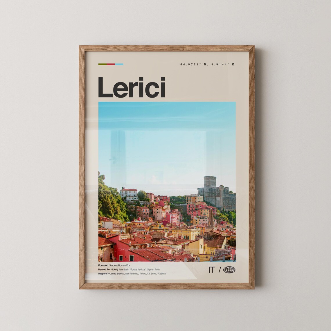 Lerici Italy Colorful Seaside Town Castle Harbor Travel Poster