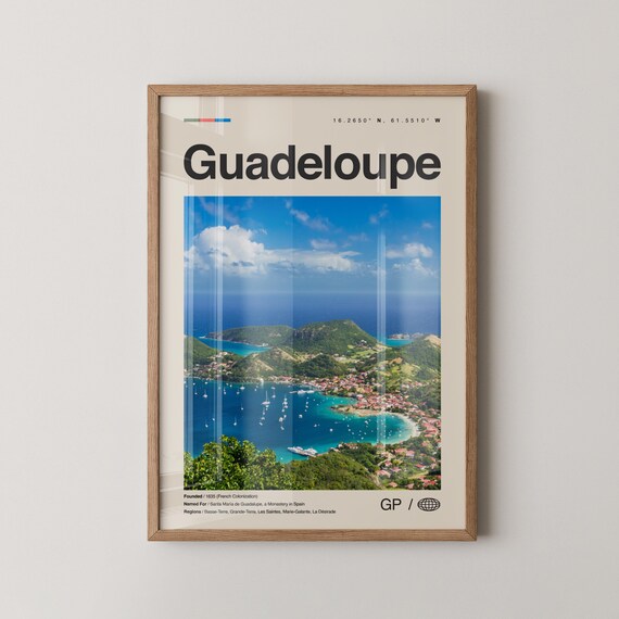 Guadeloupe Caribbean Bay Sailboat Aerial Photo Travel Poster Decor