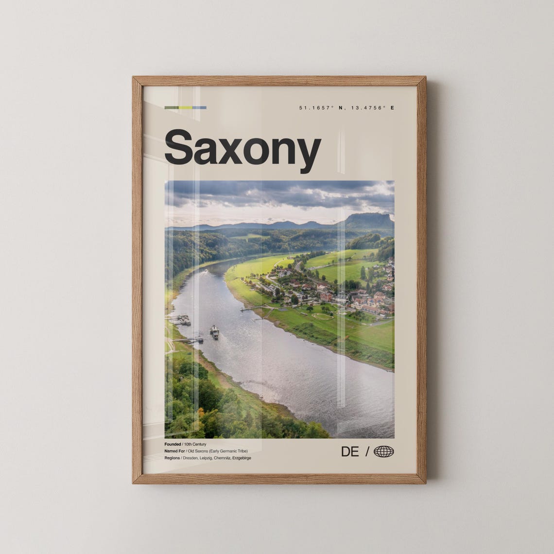 Saxony Germany Elbe River Valley Landscape Photo Travel Poster