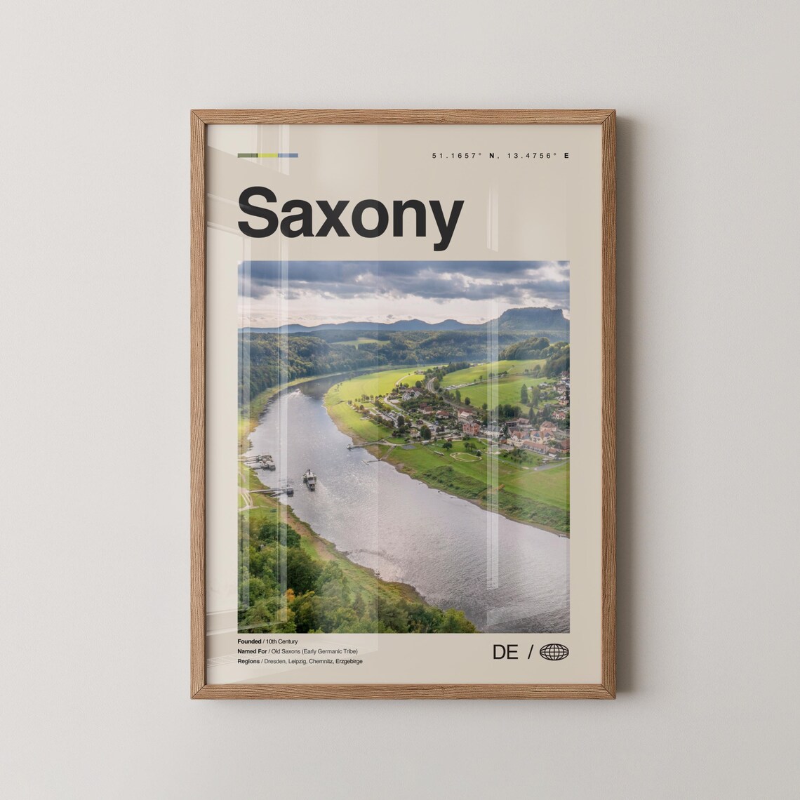 Saxony Print Wall Art Poster Photo Dcor Map Germany
