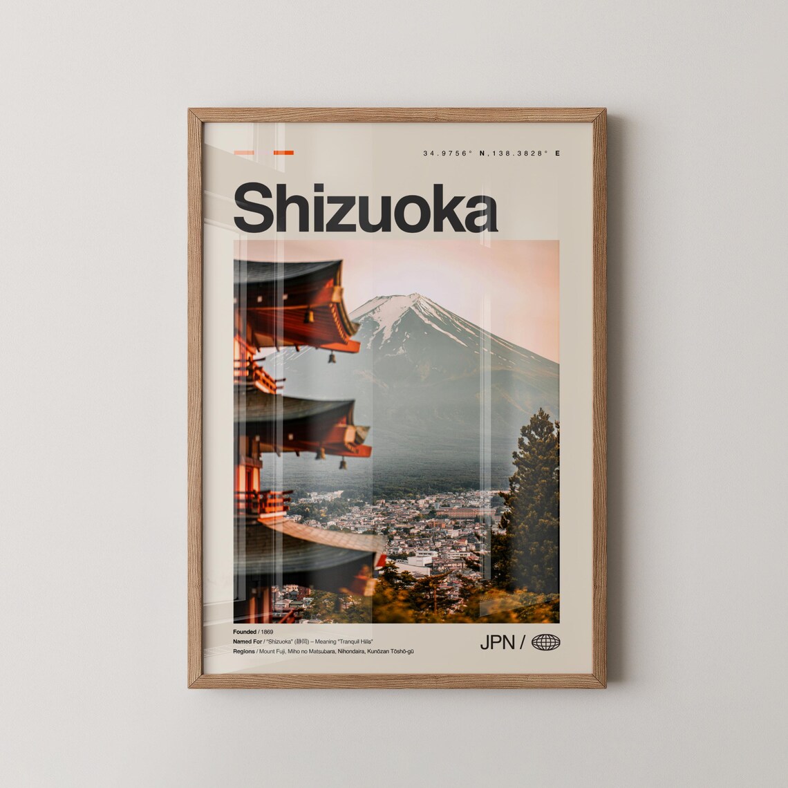 Shizuoka Japan Mount Fuji and Pagoda Photography Travel Poster