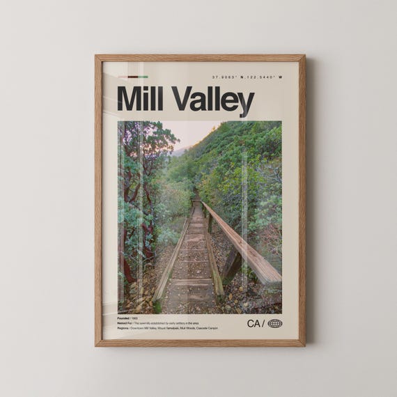 Mill Valley Print Wall Art Poster Photo Muir Woods National Monument Mount Tamalpais