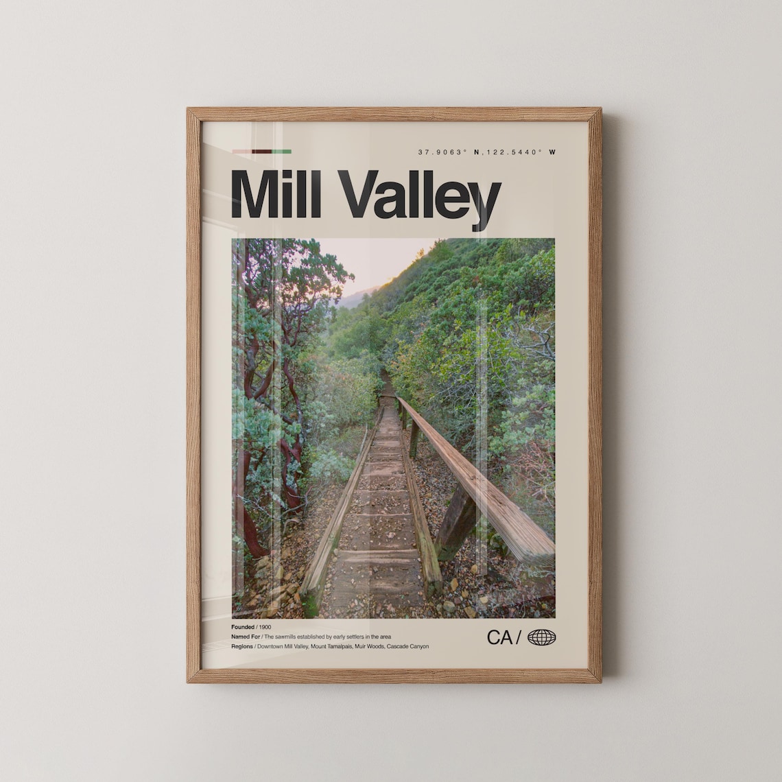 Mill Valley California Muir Woods Forest Trail Travel Poster