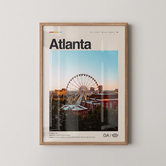 Atlanta Print Wall Art Poster Photo Dcor Map Georgia