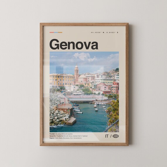Genova Print Wall Art Poster Photo Dcor Map Italia