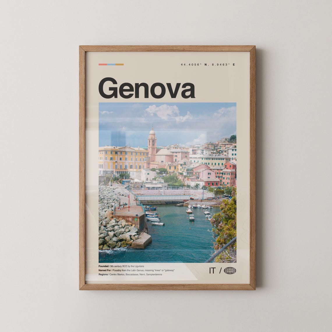 Genova Print Wall Art Poster Photo Dcor Map Italia