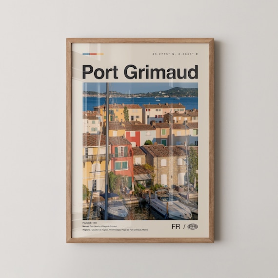 Port Grimaud Print Wall Art Poster Photo Map France