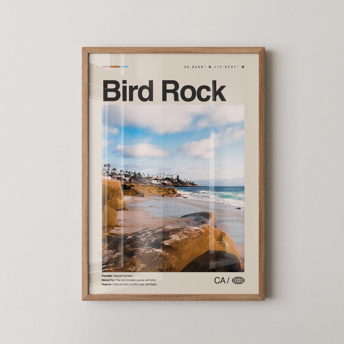 Bird Rock Beach Rocky Coast Travel Poster La Jolla California Photo
