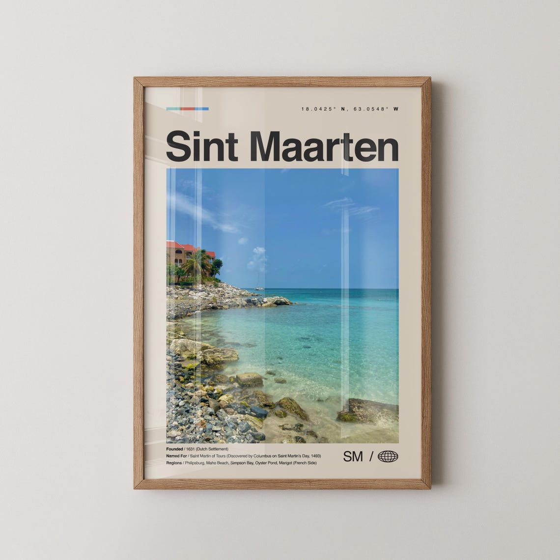 Sint Maarten Print No 1 Wall Art Poster Photo Map Caribbean