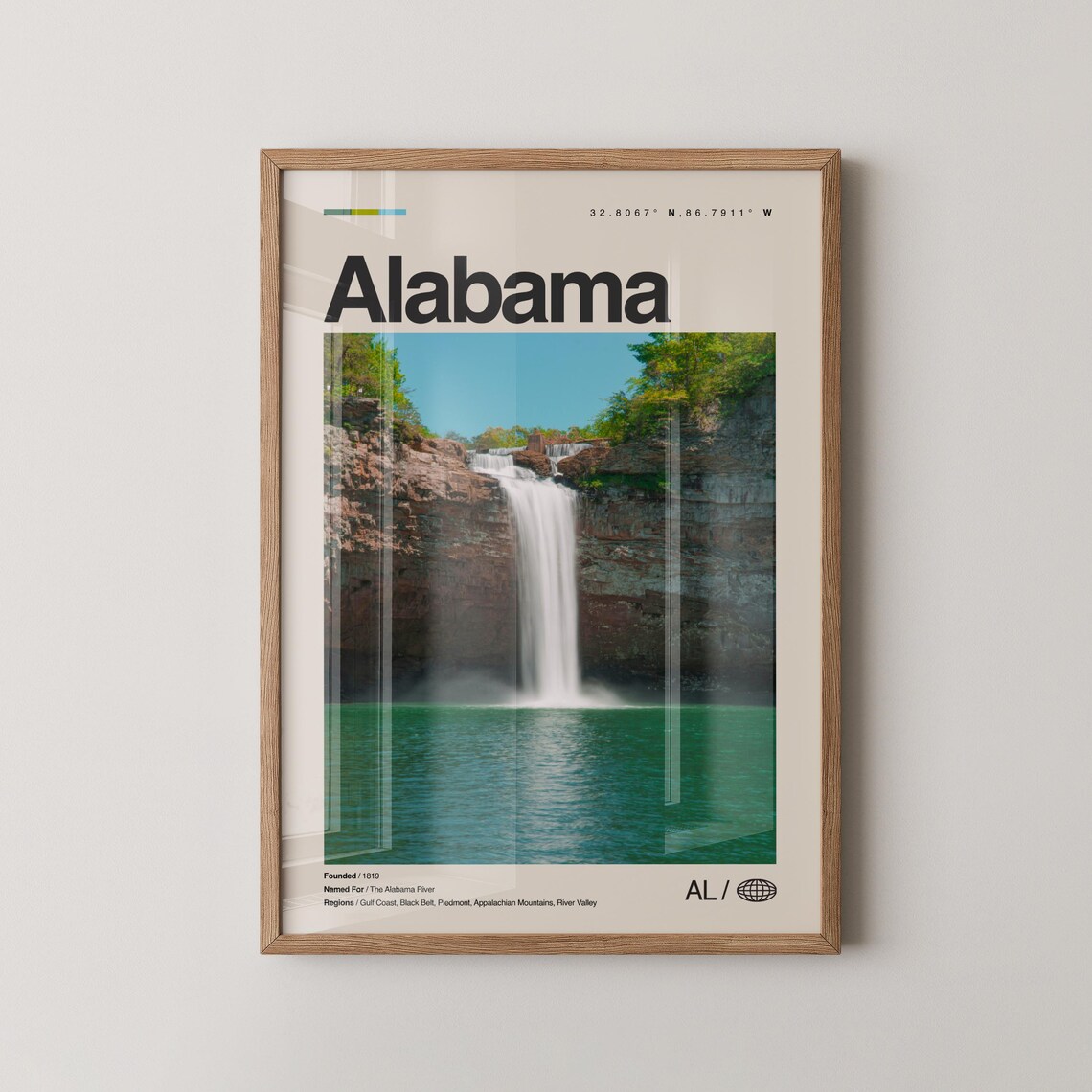Alabama Waterfall Cascade Green Pools Rock Cliffs Photo Poster