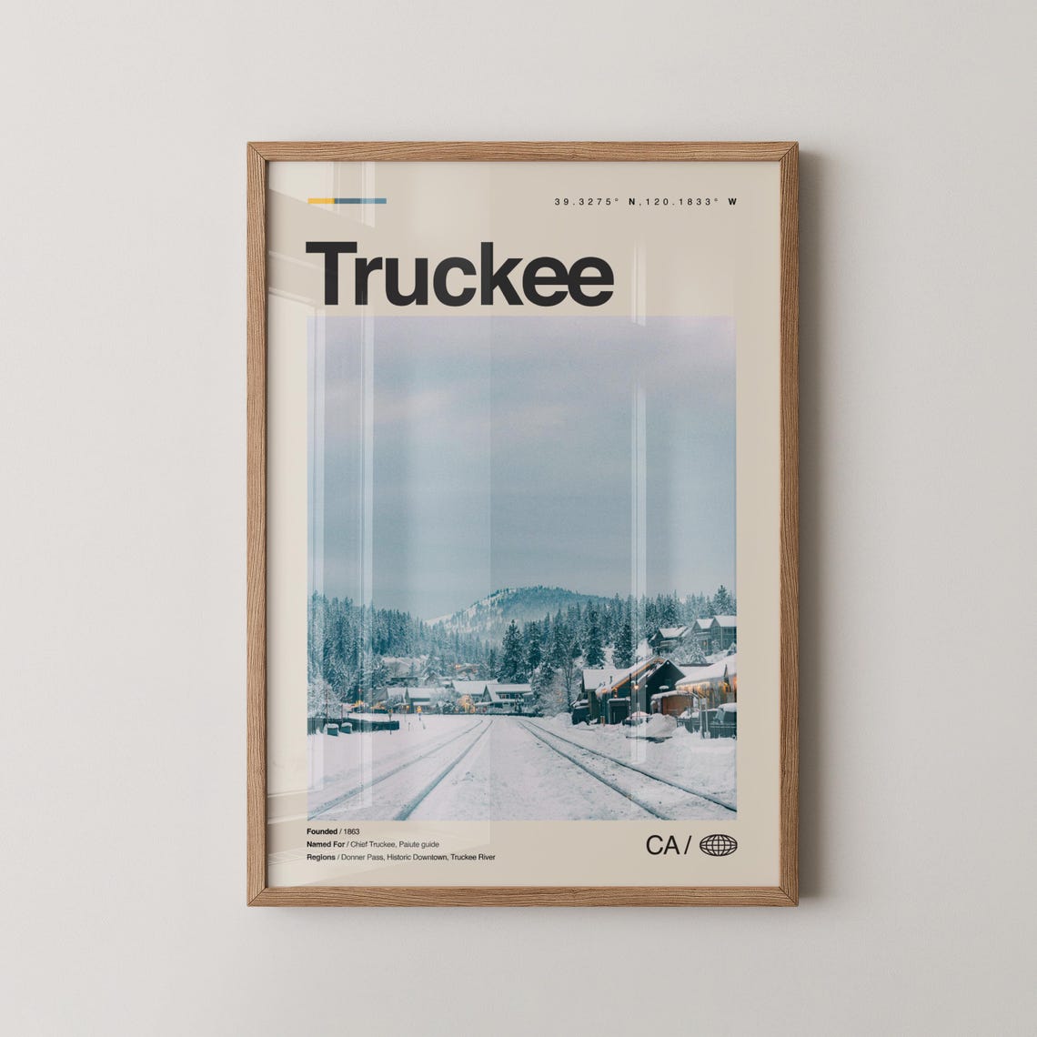 Truckee California Snowy Mountain Town Winter Ski Travel Poster