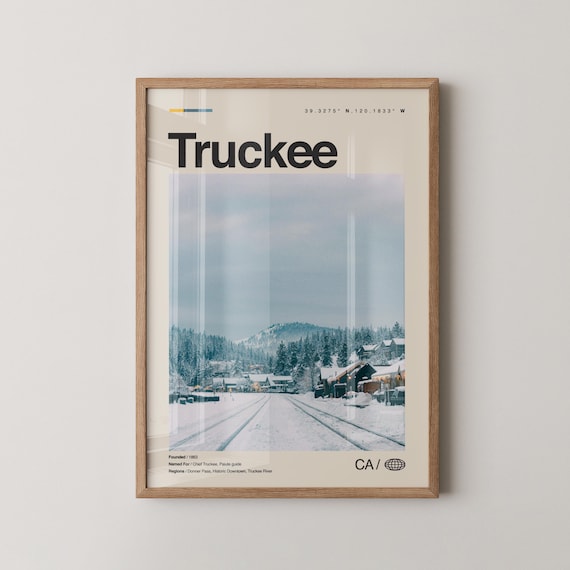 Truckee California Snowy Mountain Town Winter Ski Travel Poster