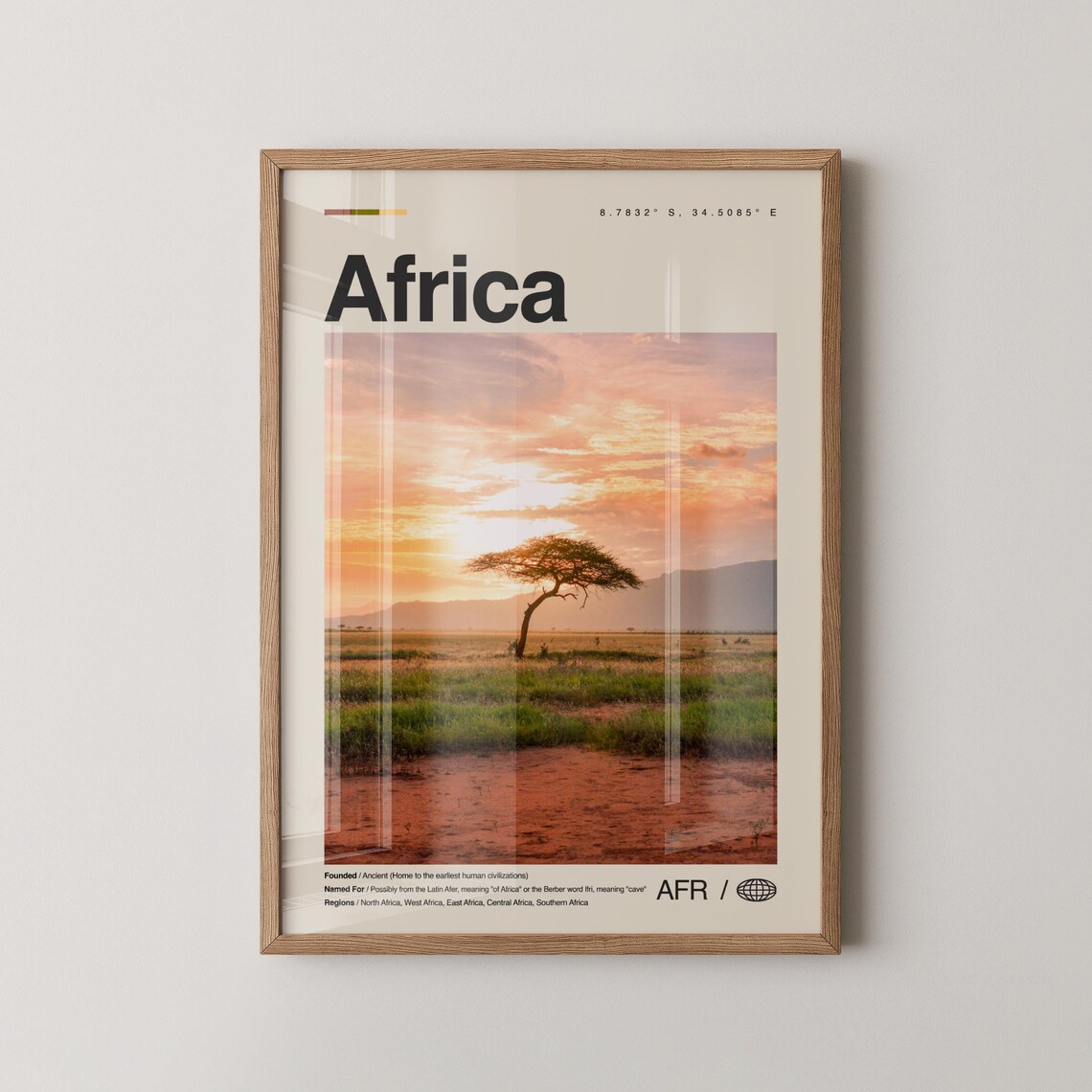 Africa Savanna Sunset Acacia Tree Photo Minimalist Travel Poster
