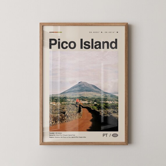 Pico Island Print Wall Art Poster Photo Dcor Map Portugal