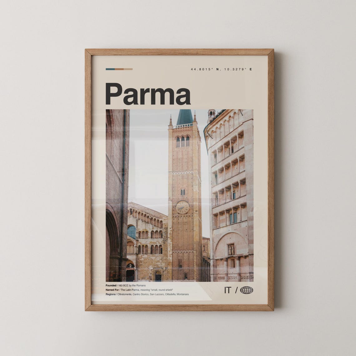 Parma Italy Cathedral Tower Travel Poster Historic Street Photo