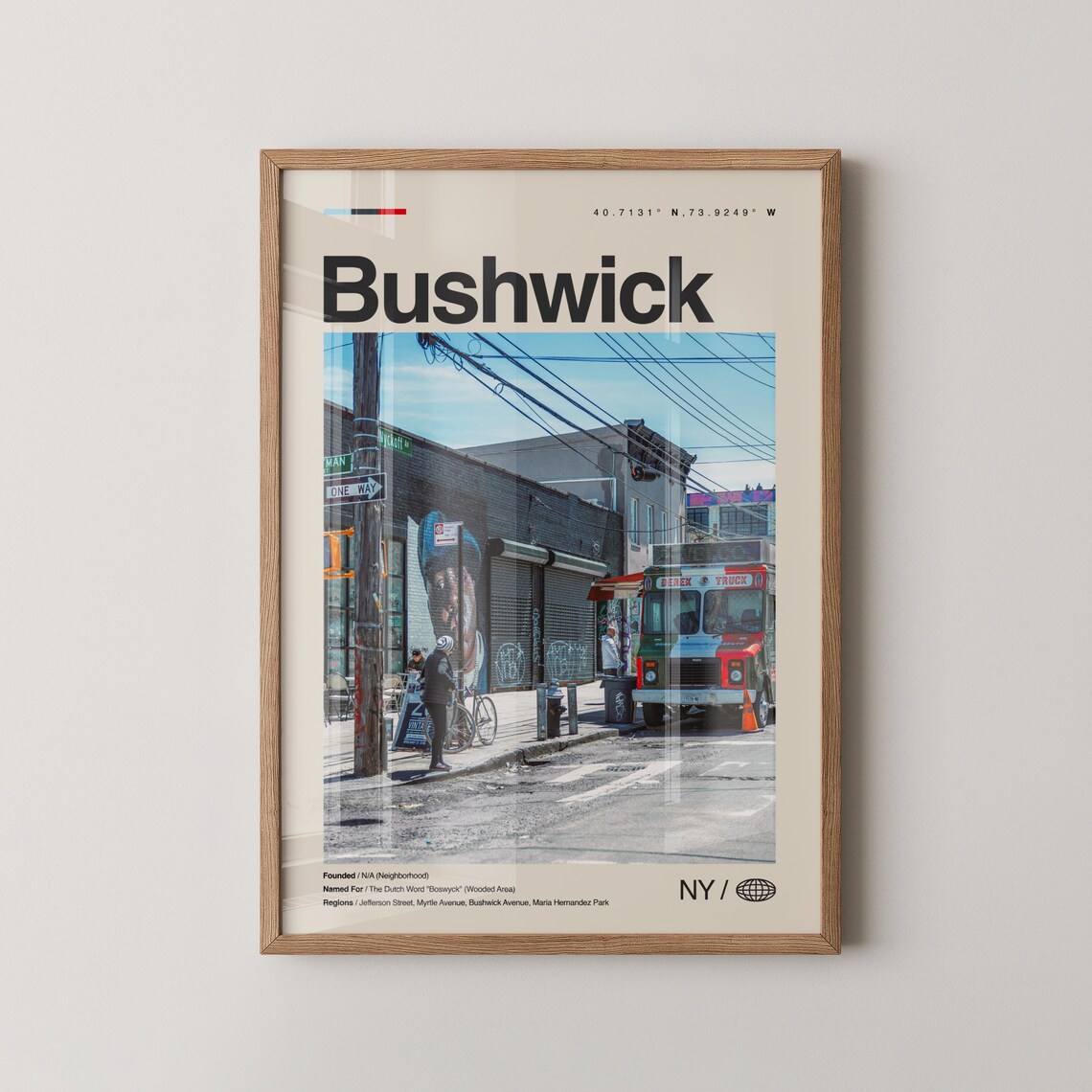 Bushwick Brooklyn Street Scene With Food Truck Travel Poster