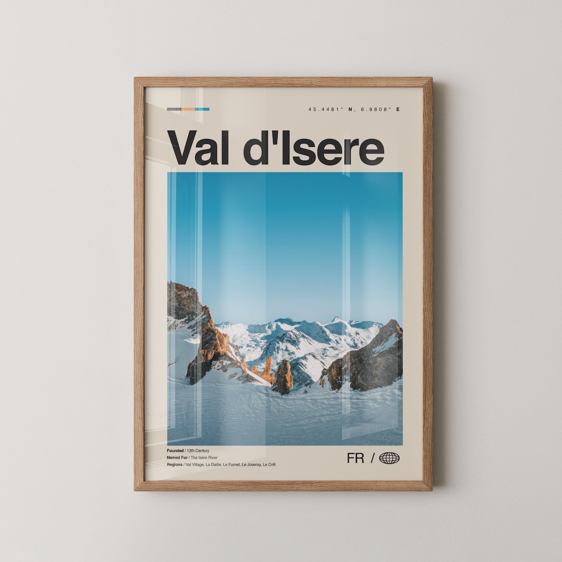 Val Disere Print Wall Art Poster Photo Dcor Map France