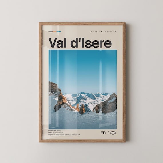 Val Disere Print Wall Art Poster Photo Dcor Map France