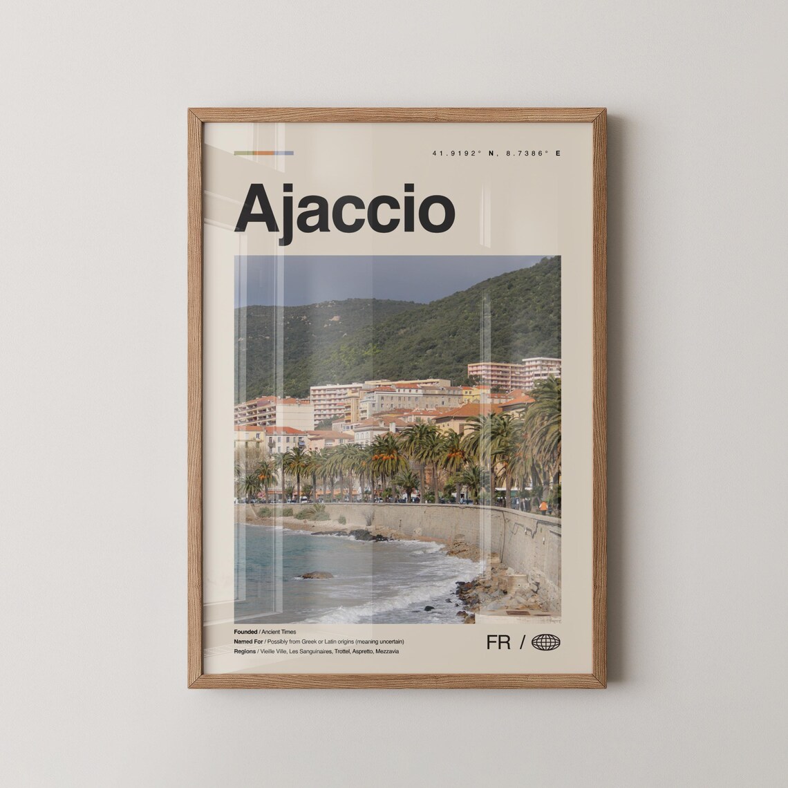 Ajaccio Print Wall Art Poster Photo Dcor Map France