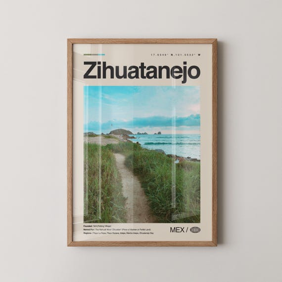 Zihuatanejo Print Mexico Wall Art Poster Photo Playa La Ropa Madera Isla Ixtapa