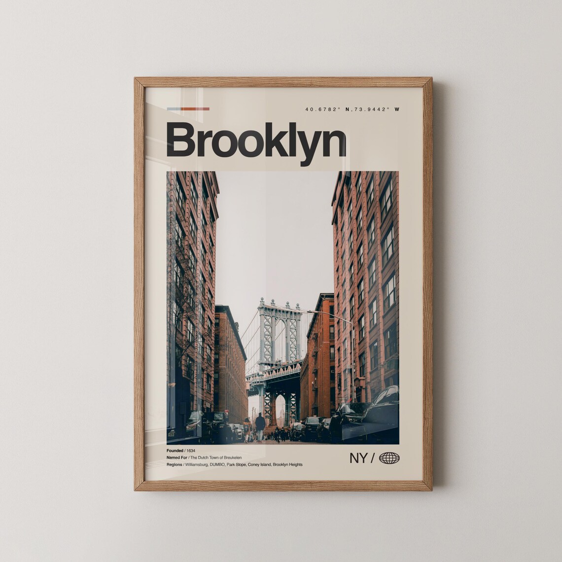 Brooklyn Manhattan Bridge Brick Street DUMBO New York Travel Poster