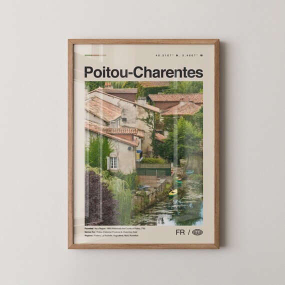 Poitou Charentes Print Poitoucharentes Art Poster Photo Dcor Map
