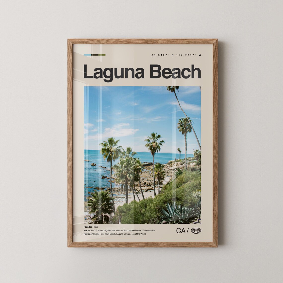Laguna Beach California Coastal Palm Trees City Travel Poster