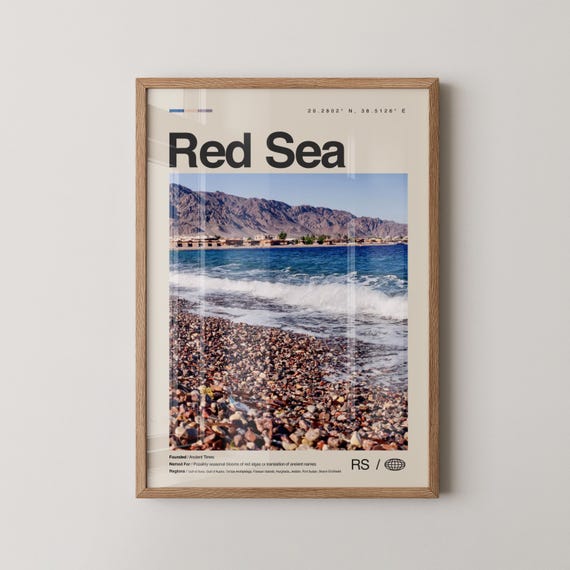 Red Sea Print Wall Art Poster Photo Dcor Map World