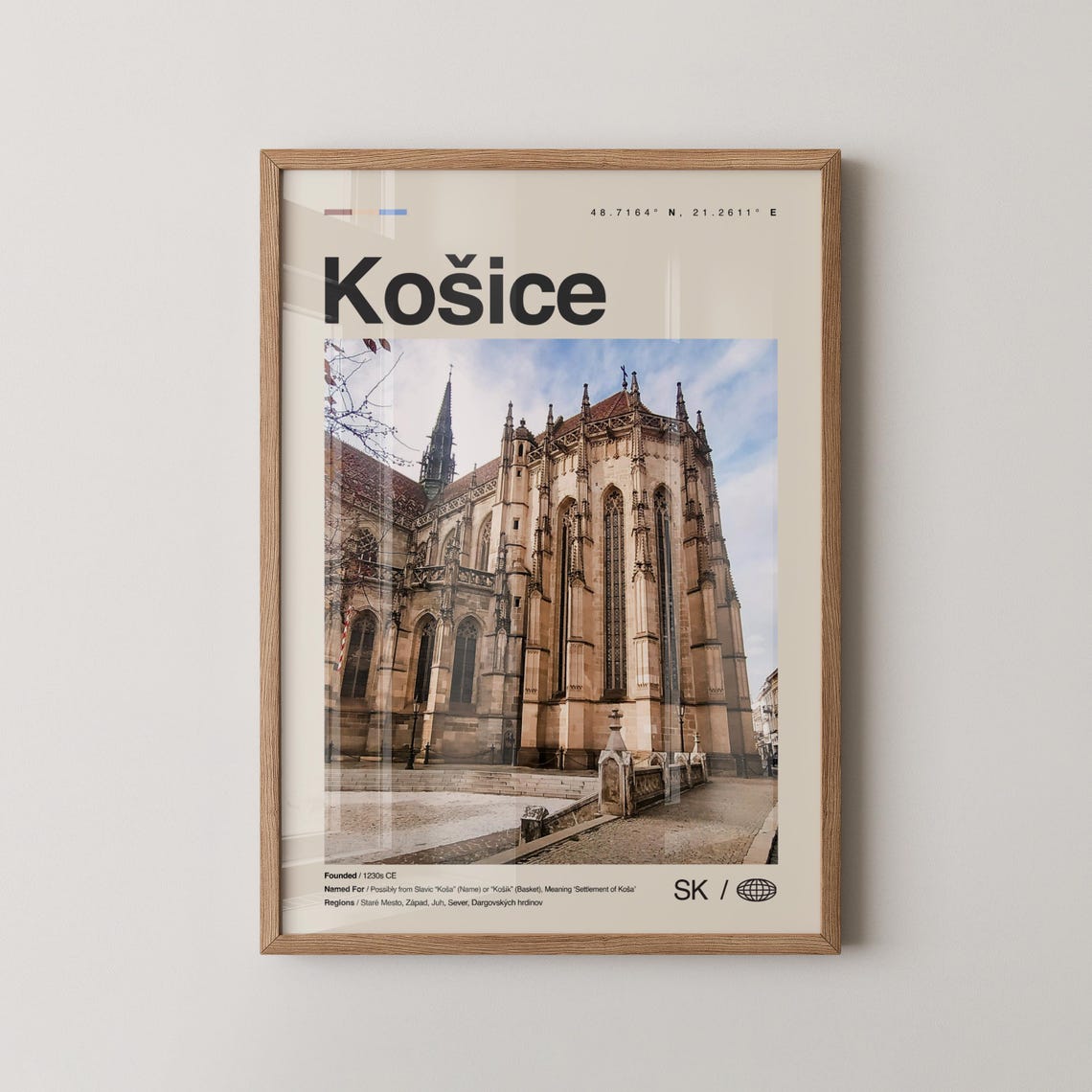 Kosice Print Wall Art Poster Photo Dcor Map Slovakia