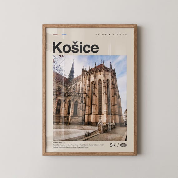 Kosice Print Wall Art Poster Photo Dcor Map Slovakia
