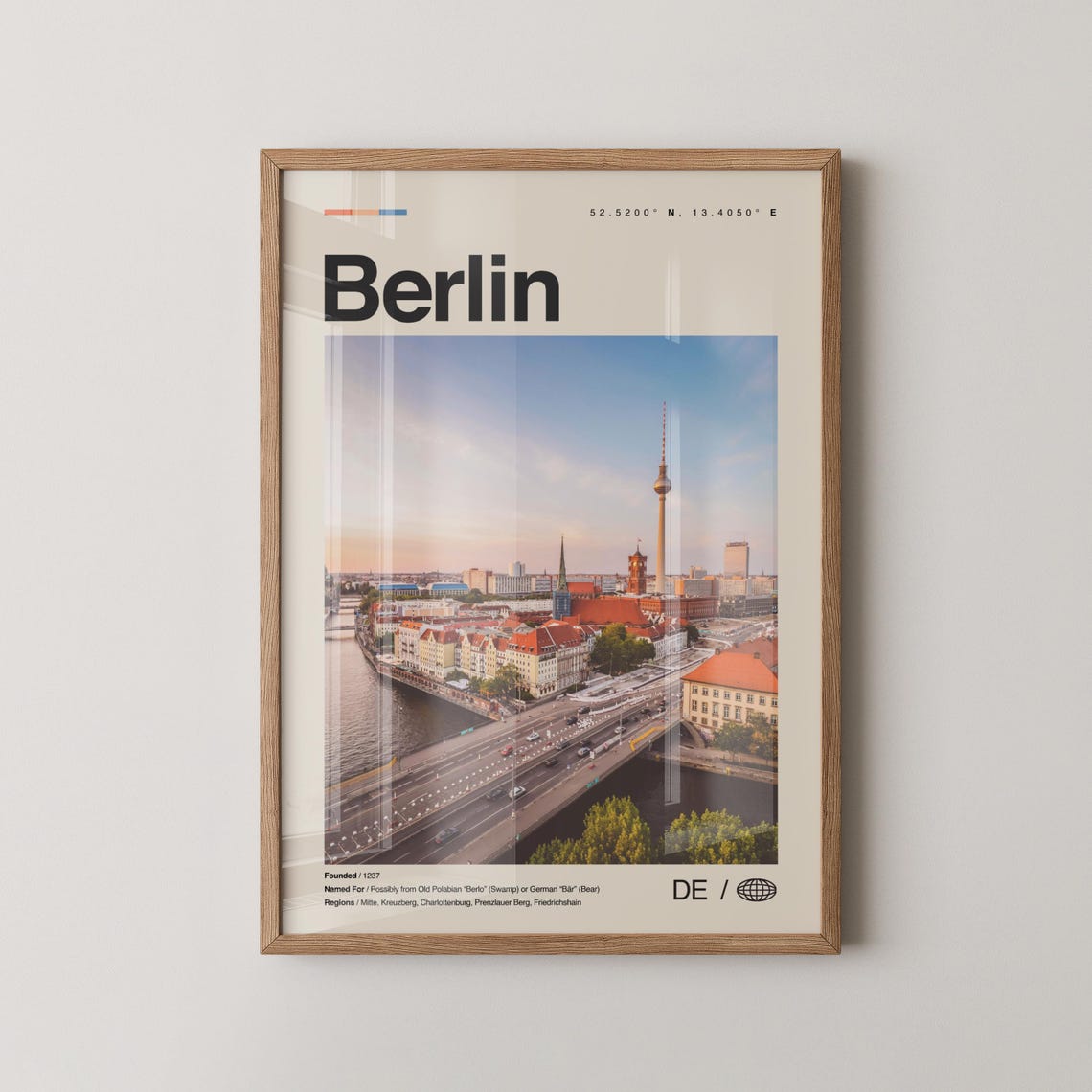 Berlin Germany TV Tower Spree River Skyline Photo Travel Poster