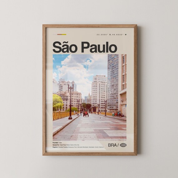 Sao Paulo Minimalist City Photo Poster with Historic Viaduct View