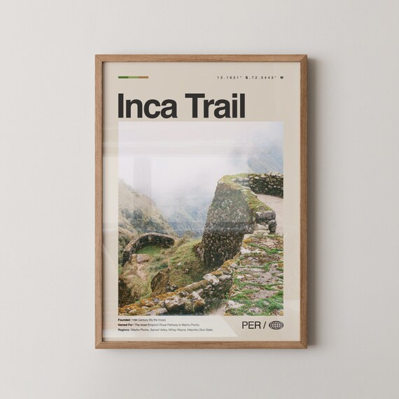 Inca Trail Peru Minimalist Travel Poster Ancient Stone Ruins Photo