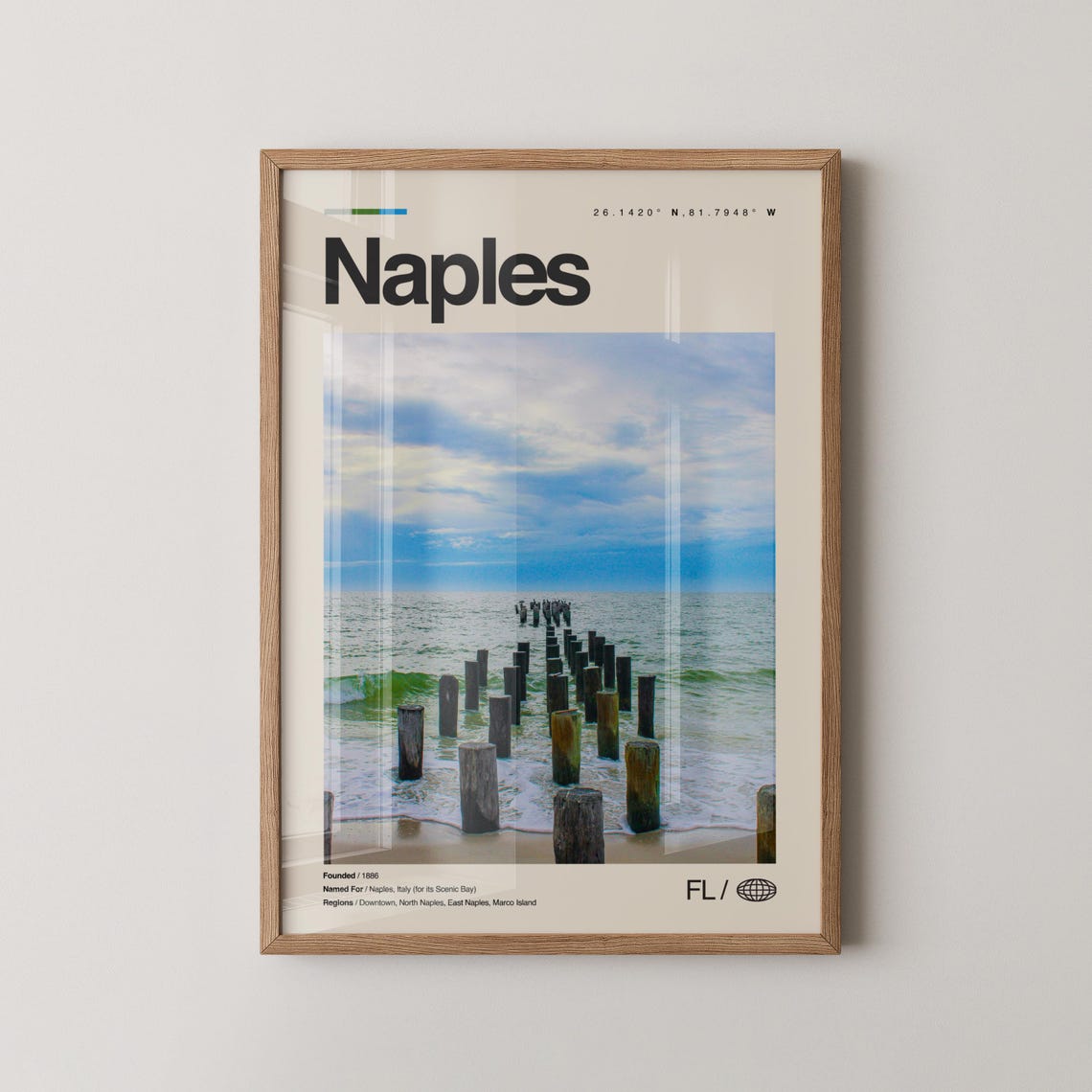 Naples Florida Pier Pilings Coastal Photography Travel Poster