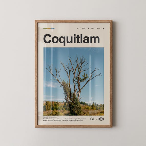 Coquitlam Print No 2 Wall Art Poster Photo Dcor Map Canada