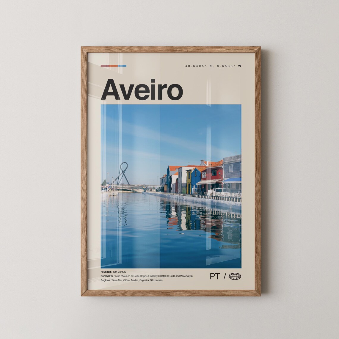 Aveiro Portugal Modern Travel Poster Canal Houses Coast Photo