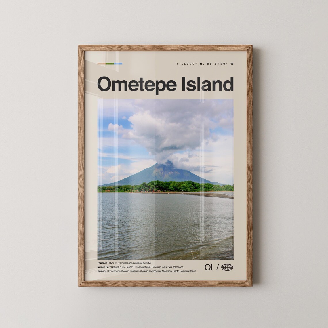 Ometepe Island Twin Volcanoes Lake Nicaragua Minimalist Travel Poster