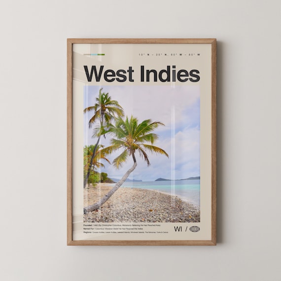 West Indies Caribbean Palm Beach Sunset Travel Photography Poster