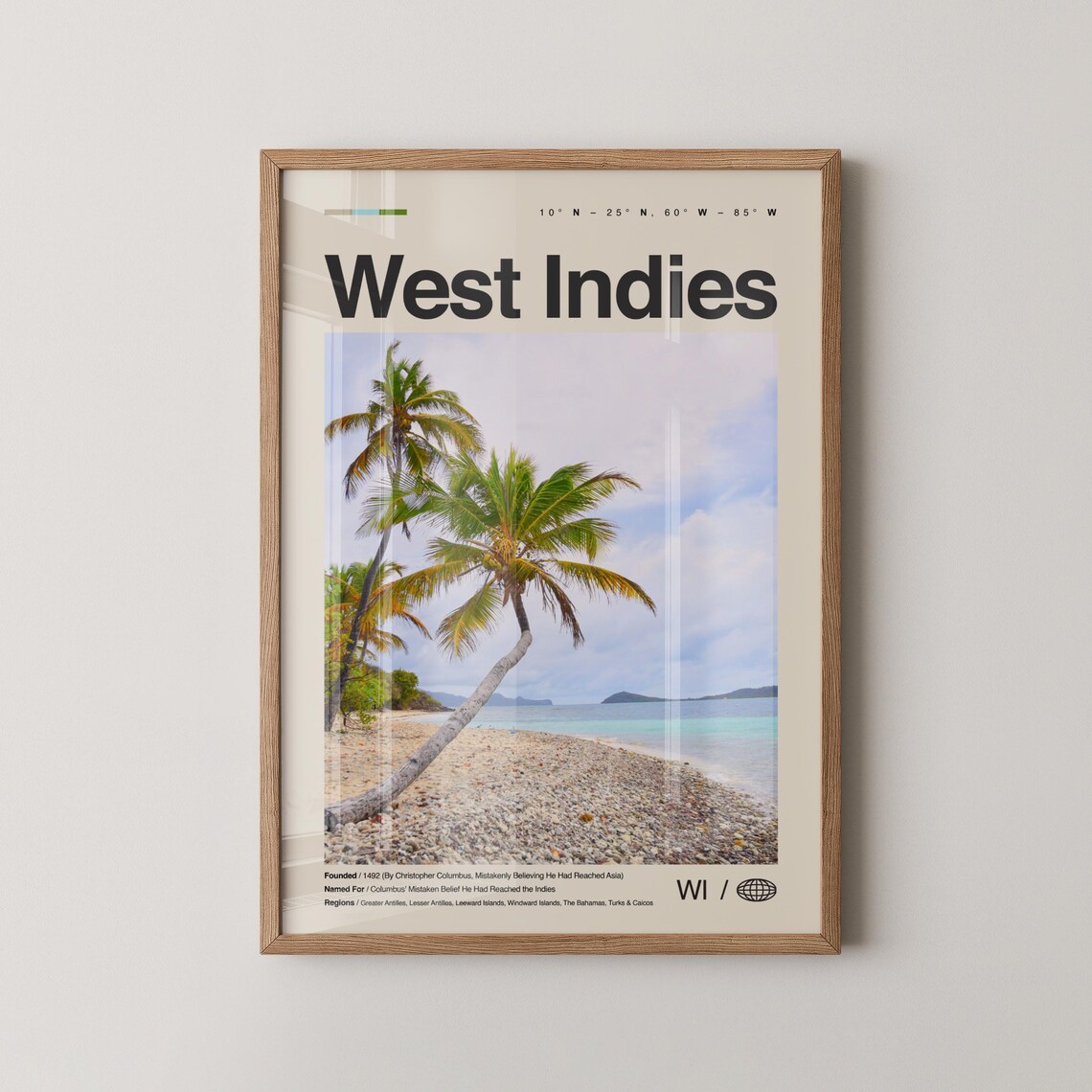 West Indies Caribbean Palm Beach Sunset Travel Photography Poster