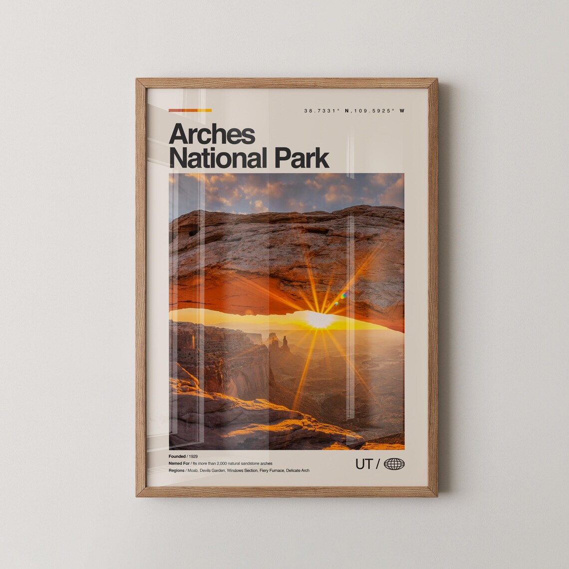 Arches National Park Utah Mesa Arch Sunrise Photo Travel Poster