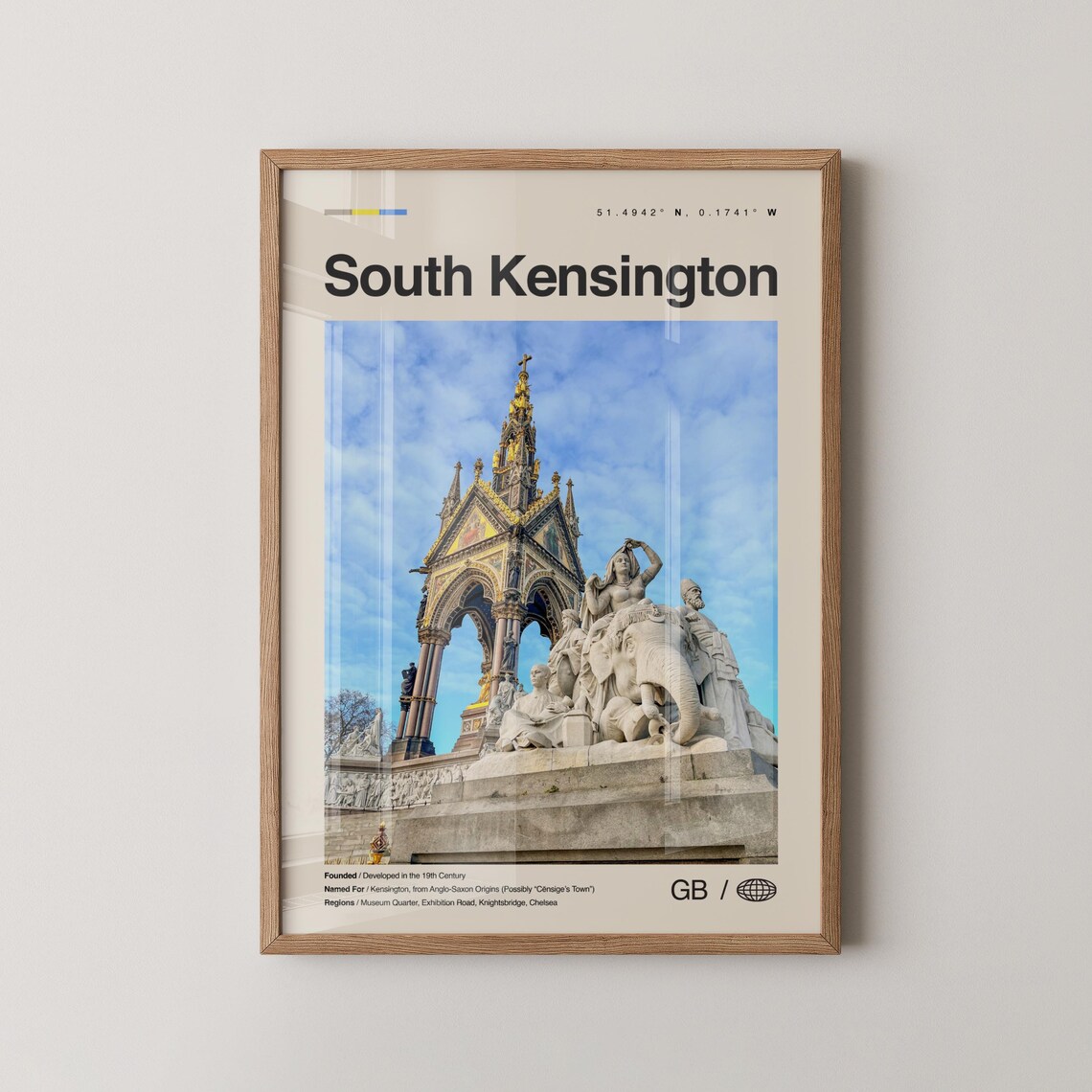 South Kensington Albert Memorial London Vintage Travel Poster