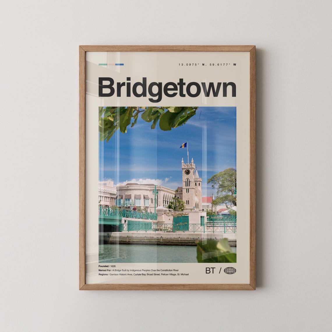 Bridgetown Barbados Historic Clock Tower Bridge Photo Travel Poster