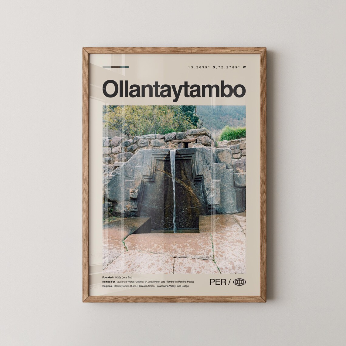 Ollantaytambo Peru Poster Inca Stone Fountain Photo Ruins Travel View