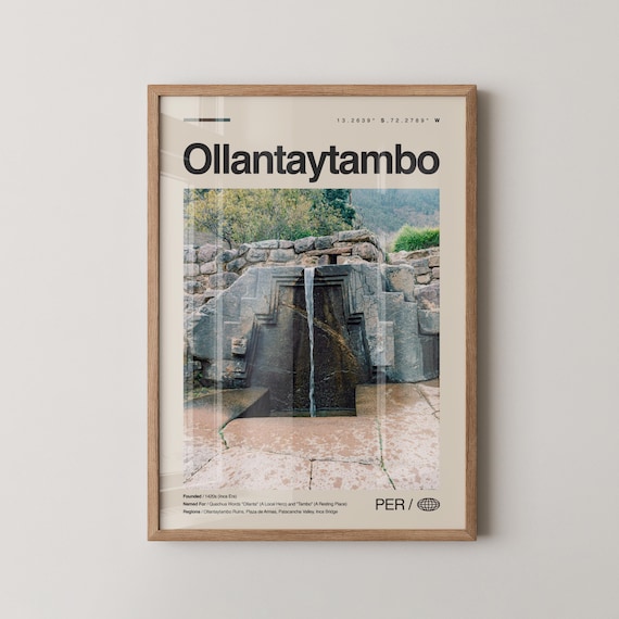 Ollantaytambo Peru Poster Inca Stone Fountain Photo Ruins Travel View