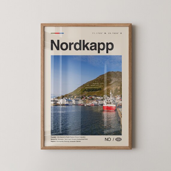 Nordkapp Print Wall Art Poster Photo Dcor Map Norway