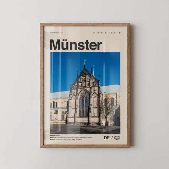 Munster Print Black And White Mnster Wall Art Poster Photo Dcor Map Germany